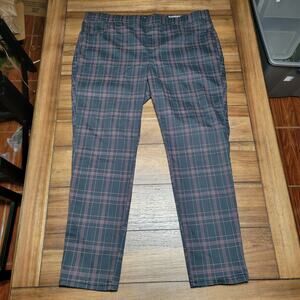 Natural Reflections Platinum Stretch Black & Red Plaid Pull-On Pants - Size XXL
